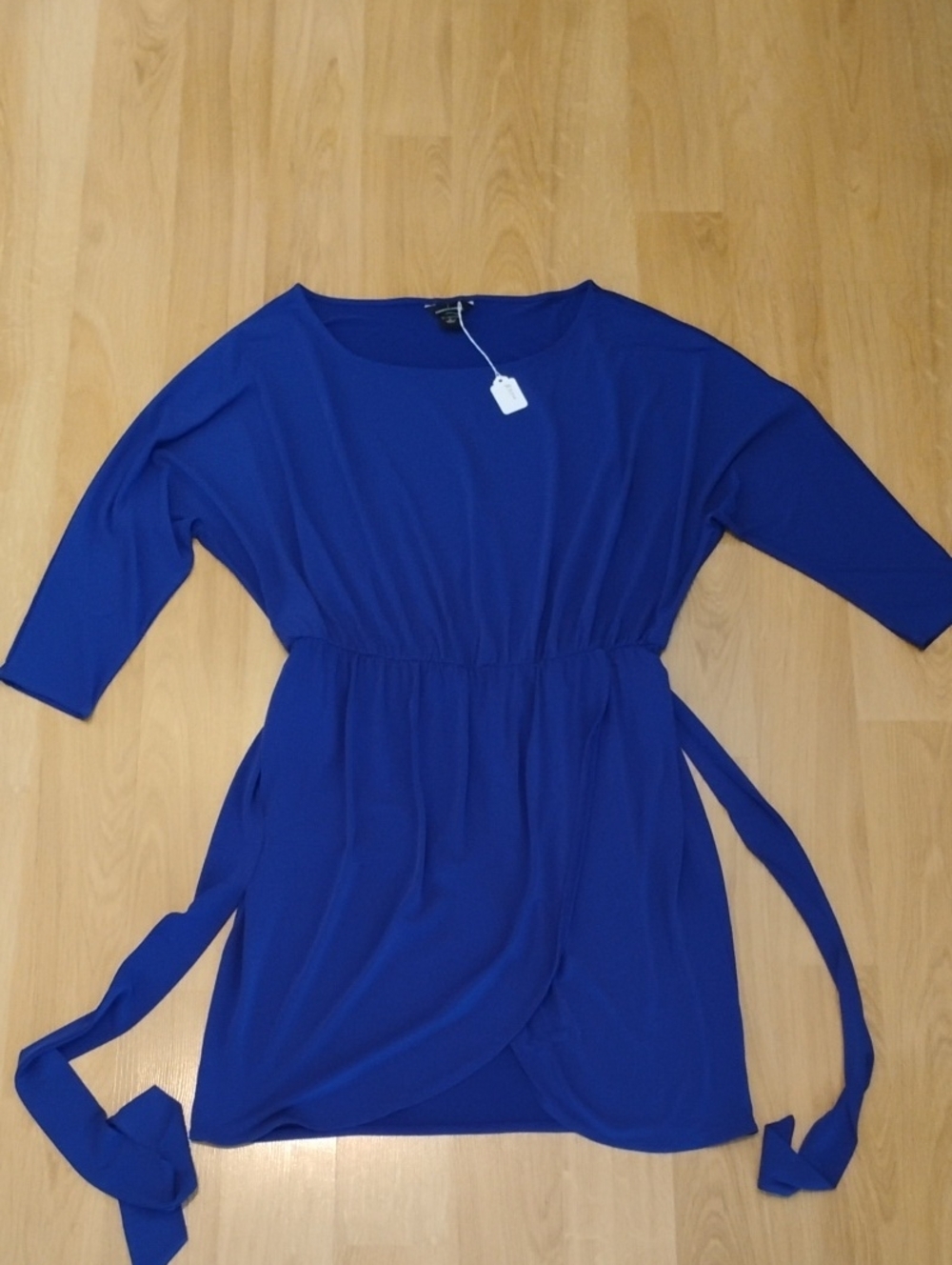 Moda International Cobalt Blue Tie-Waist Mid Sleeve Dress